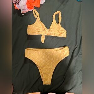 Yellow floral tie front bikini